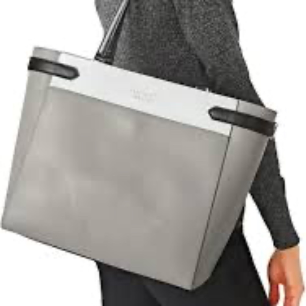 Kate Spade Colorblock Laptop Tote - Nimbus Gray with wallet and card holder